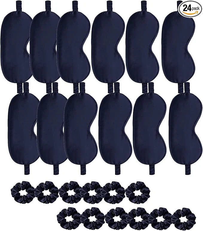 High-Grade 24Pcs Satin Eye Mask Silk Sleep Masks Silky Eyes Cover Blackout Blindfold Optimized