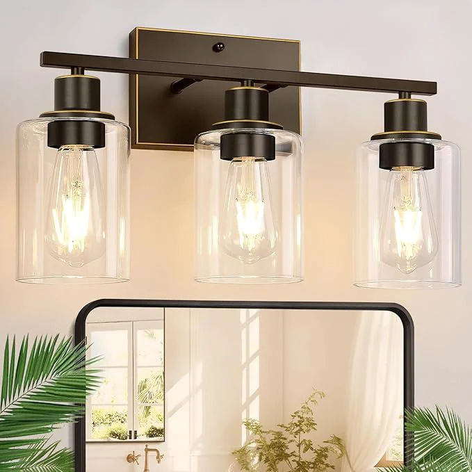 Elegant Indoi 3 Light Bathroom Light Fixtures Oil-Rubbed Bronze Modern Vanity Lights Specialty