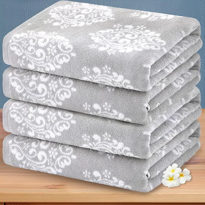 Exclusive Grey Pattern Bath Towels Quick Dry Bath Towel Damask Jacquard Shower Towel Innovative