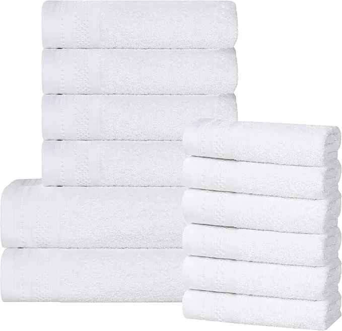 Environmentally Friendly Superior Honeycomb Cotton 500 GSM 12 Piece Bath Towel Set 6 Washcloths Minimalist