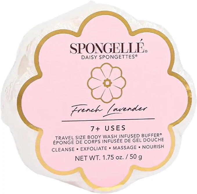 Premium Spongellé French Lavender Daisy Spongette Bath Sponge Built-in Body Wash Elite