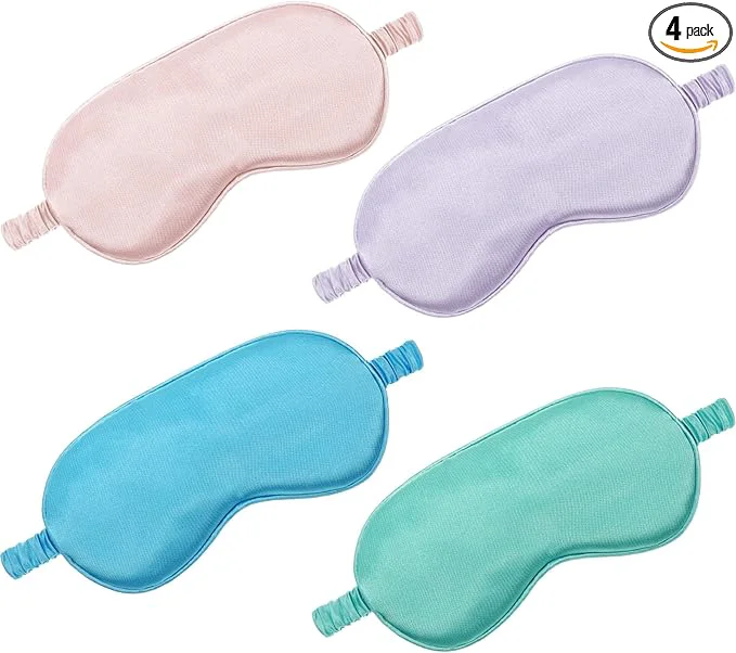 Carefully Designed 4 Pcs Silk Eye Mask for Sleeping Soft Satin Sleep Mask Quality