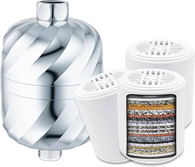 First-Class Shower Filter and 3 pcs Cartridge-99 Removal of Chlorine Impurities -Softens Original Design