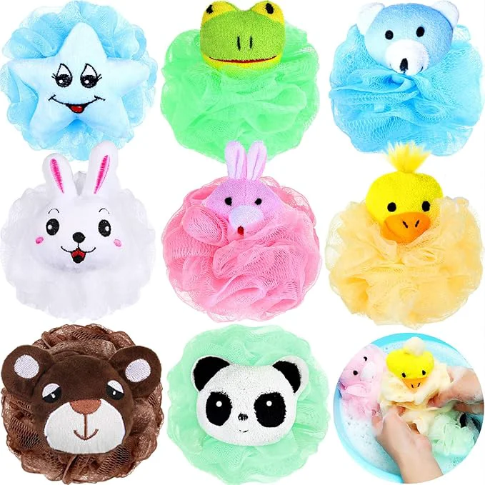 Prestigious Boao 8 Pieces Kids Bath Loofahs Animal Bath Sponge Cartoon Shower Loofahs Cute Green