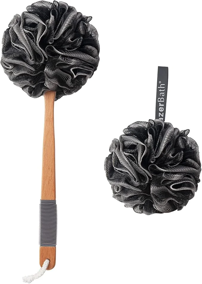Efficient AmazerBath Shower Sponge Loofah Back Scrubber PE Soft Mesh Loofah Body Scrubber High-End