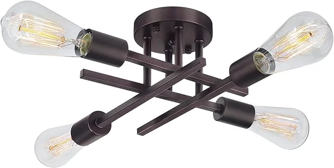 Durable SunRider Industrial 4-Light Semi Flush Mount Ceiling Light Fixture Bronze Expertly Made