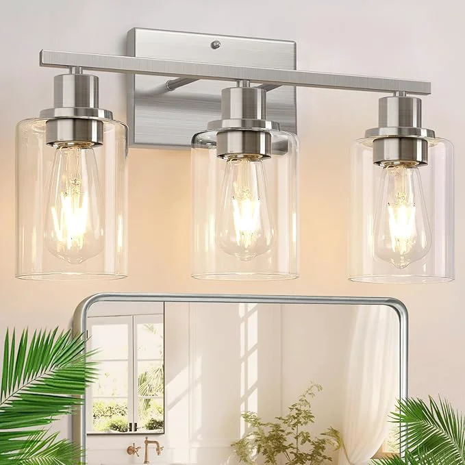 Healthy Indoi 3-Light Bathroom Light Fixtures Brushed Nickel Vanity Lights Trusted