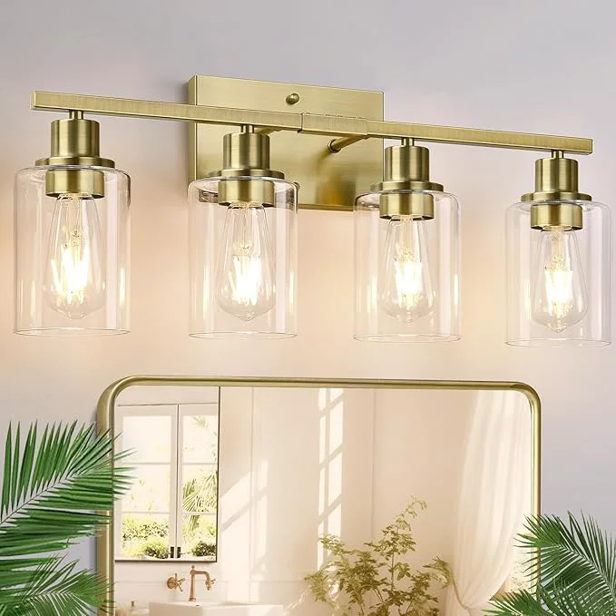 Environmentally Friendly Indoi 4 Light Bathroom Light Fixtures Brass Vanity Lights Verified