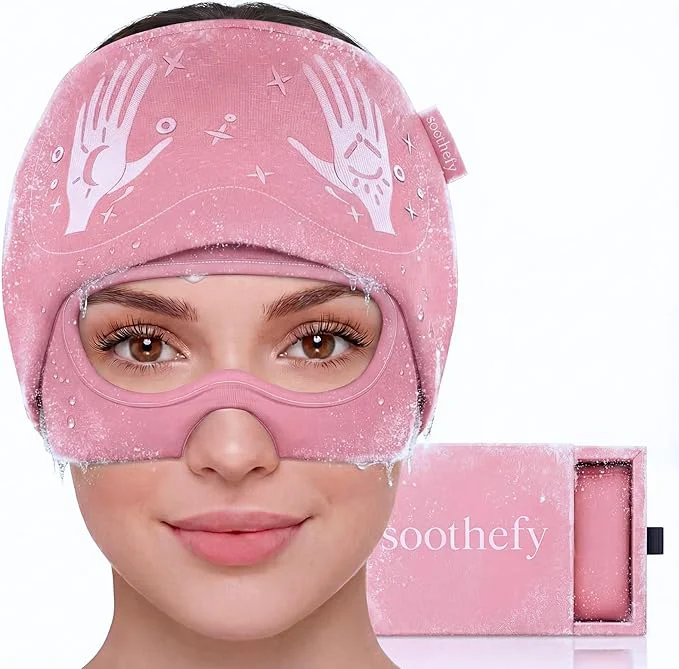 Sustainable Migraine Relief Cap with Slide-Up Eye Mask Reusable