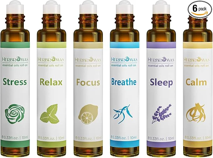Lightweight Aromatherapy Essential Oils Roll On Set Natural Pre-diluted Blend Oils Quality