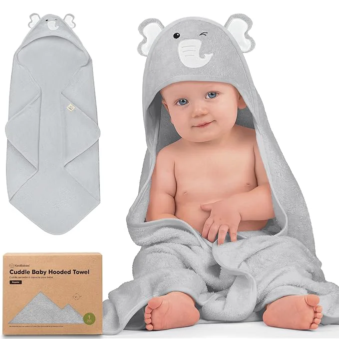 Green KeaBabies Hooded Baby Towel for Newborn Organic