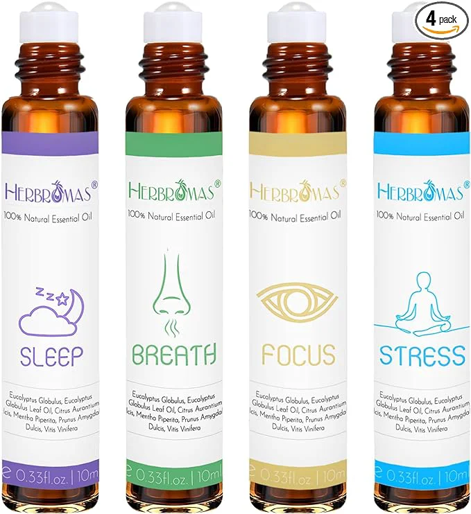 Prestigious Aromatherapy Oils Roller Set Natural Pre-diluted Essential Oils Roll On User-Friendly