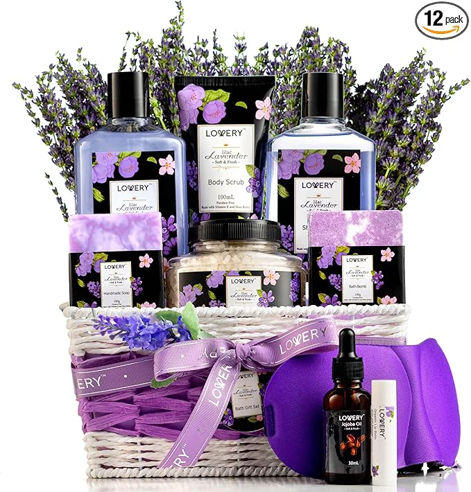 Flexible Mothers Day Gifts for Mom Lavender Lilac Spa Gift Basket For Women Men Proven