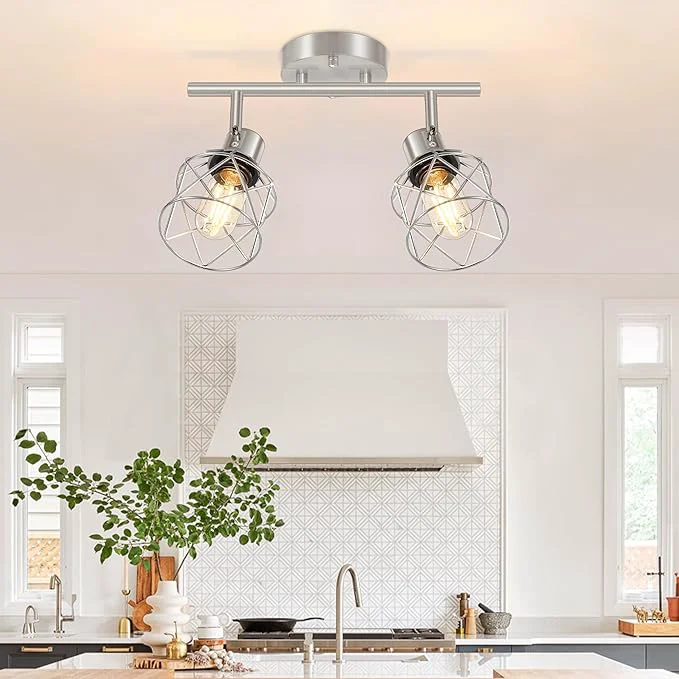 Functional Baocuz 2-Light Brushed Nickel Semi Flush Mount Ceiling Light Hallway Light Exceptional