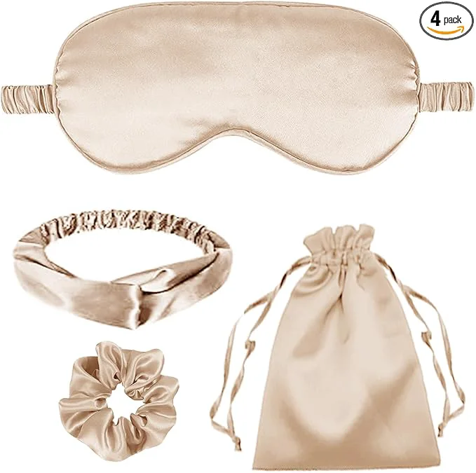 Trendy 4Pcs Silk Sleep Masks Satin Eye Mask Silky Eyes Cover Blindfold Eyeshade Outstanding