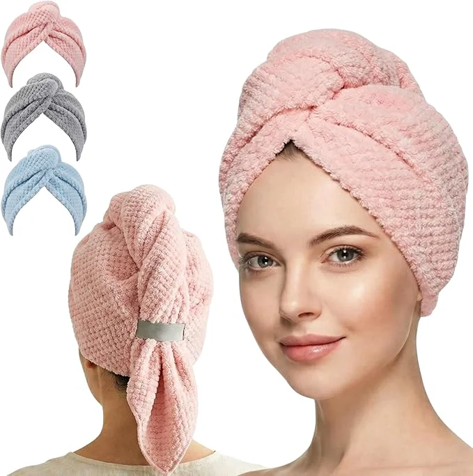Easy-to-Use 3 Pack Microfiber Hair Towel Wrap Prestigious