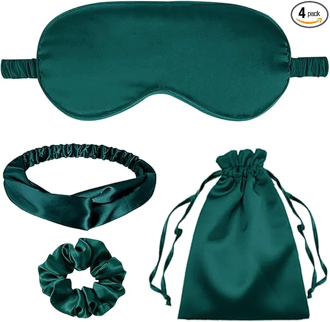 Fast 4Pcs Silk Sleep Masks Satin Eye Mask Silky Eyes Cover Blindfold Eyeshade Consistent