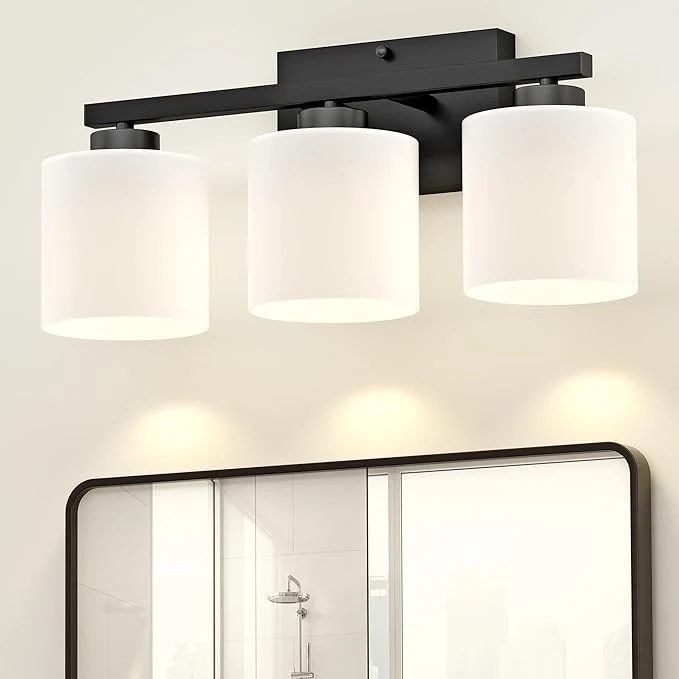 Flexible Honesorn Bathroom Light Fixtures Black 3-Light Bathroom Vanity Light Over Superior