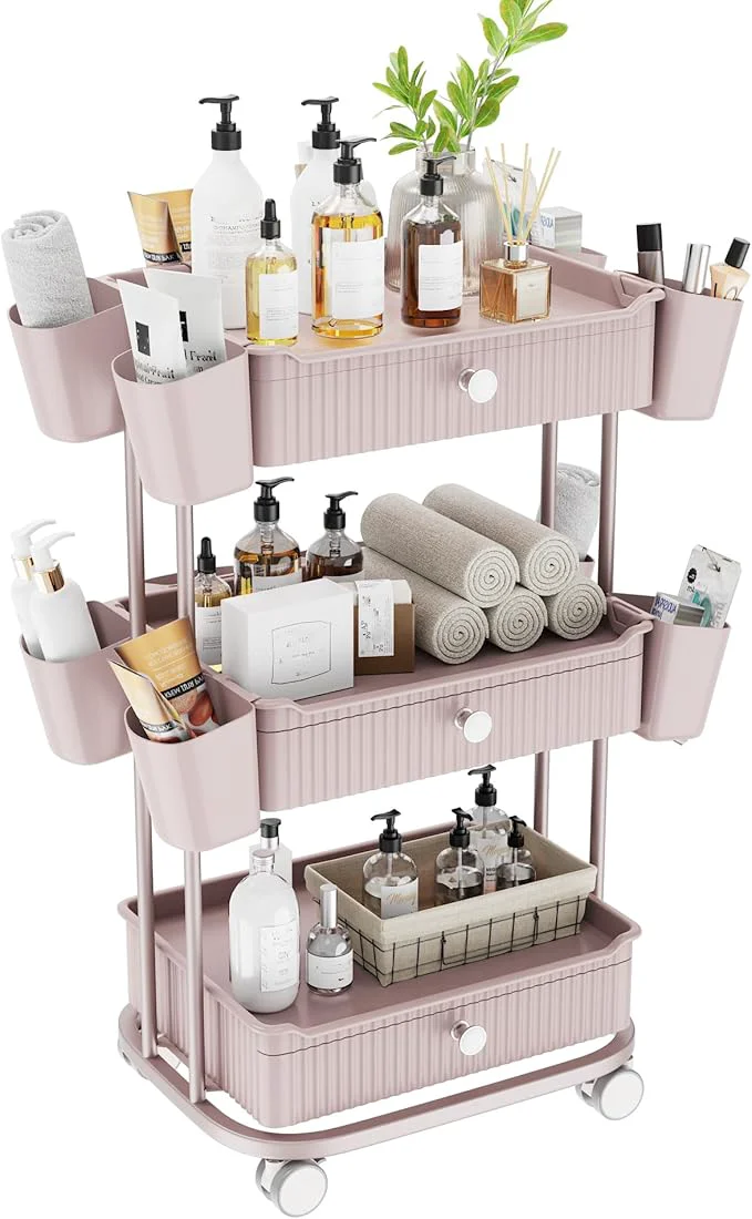 Efficient 3 Tier Drawer Shelf Beauty Cart Traditional