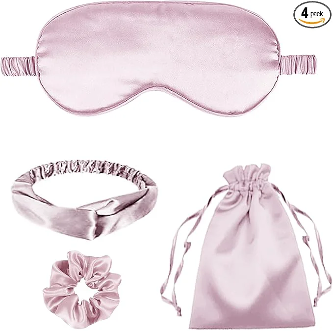 Superior 4Pcs Silk Sleep Masks Satin Eye Mask Silky Eyes Cover Blindfold Eyeshade Stylish