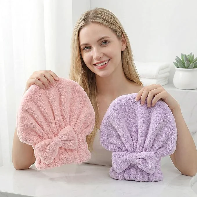 Safe Microfiber Hair Towel Wrap for Thick Damaged Hair Quick Drying Hair Turban User-Friendly