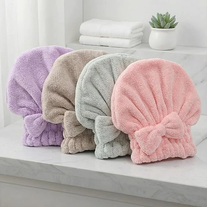 Premium Material Microfiber Hair Drying Cap Super Absorbent Hair Turban Convenient