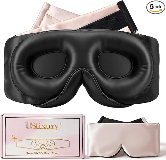 Reusable USlixury Silk Sleep Mask 3D Contoured Sleeping Masks Mulberry Silk Easy-to-Use