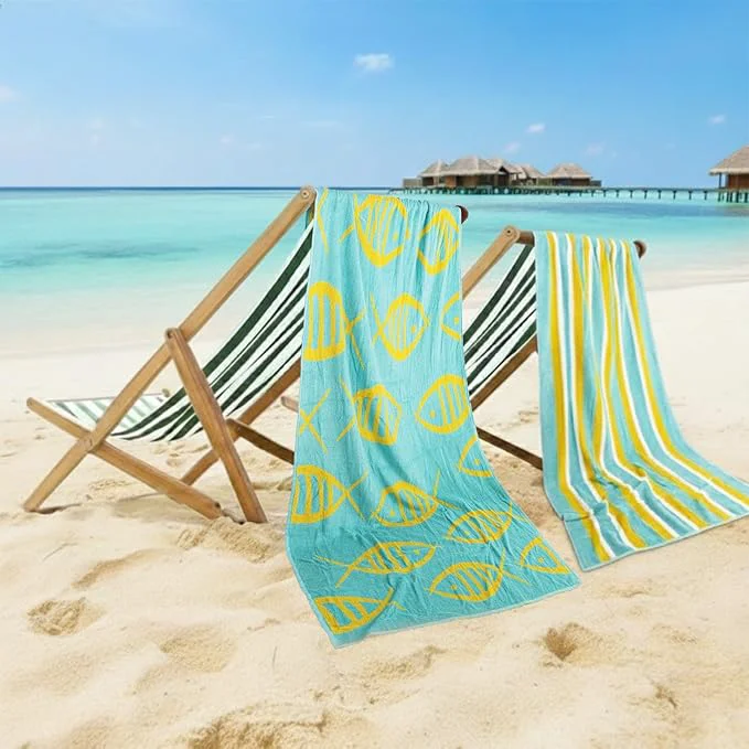 Eco-Friendly CASA COPENHAGEN Miami Towel 2Pcs Fish Teal Natural