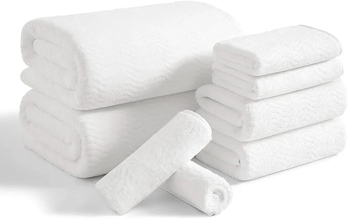 Fine 8 Piece Bath Towel Set White 2 Oversized Large Bath Sheet 2 Hand Towels High-Quality