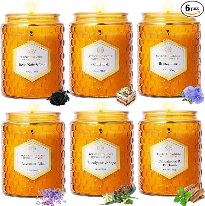 User-Friendly 6 Pack Natural Soy Wax Jar Candles Reliable