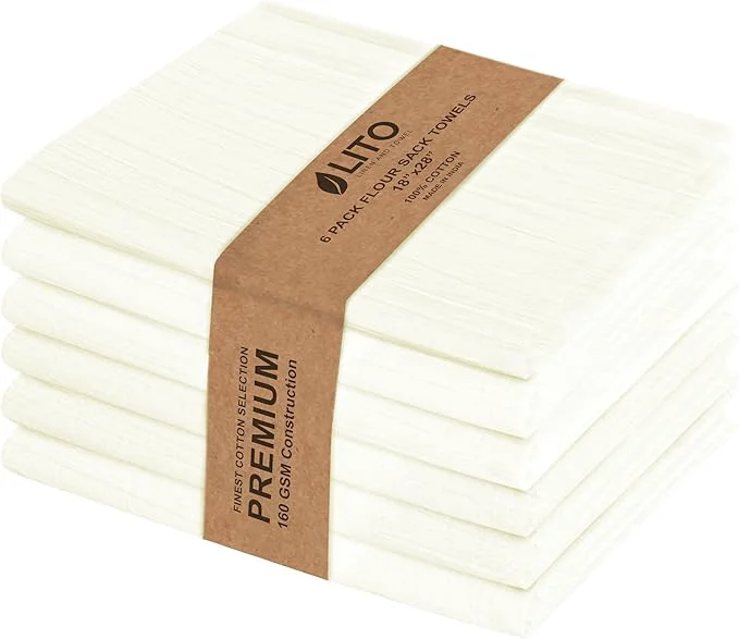Natural Flour Sack Towels Tea Towel for Crafts Kitchen Dish Cotton Blank Towel for Organic
