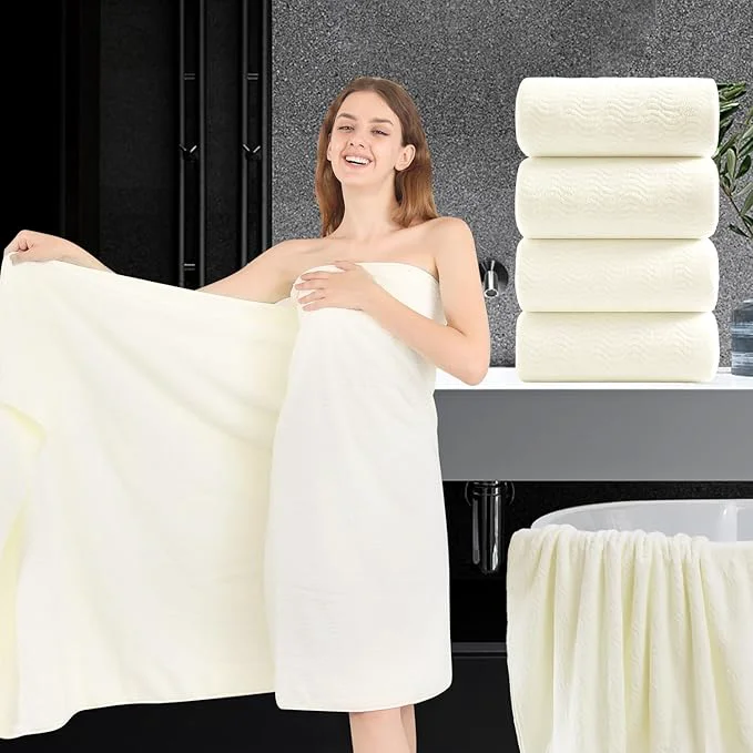 Genuine 4 Piece Extra Large Bath Towel 35 x70 Oversized Bath Sheet Bath Towel Set Smart