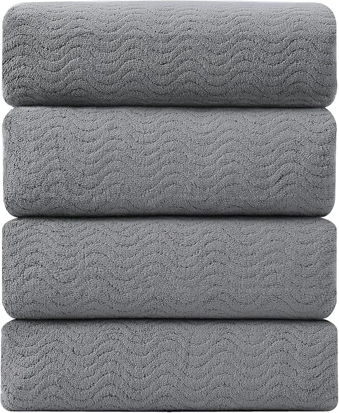 Stylish 4 Pack Washcloths Set 13 x13 Highly Absorbent Quick Dry Premium Towel World-Class
