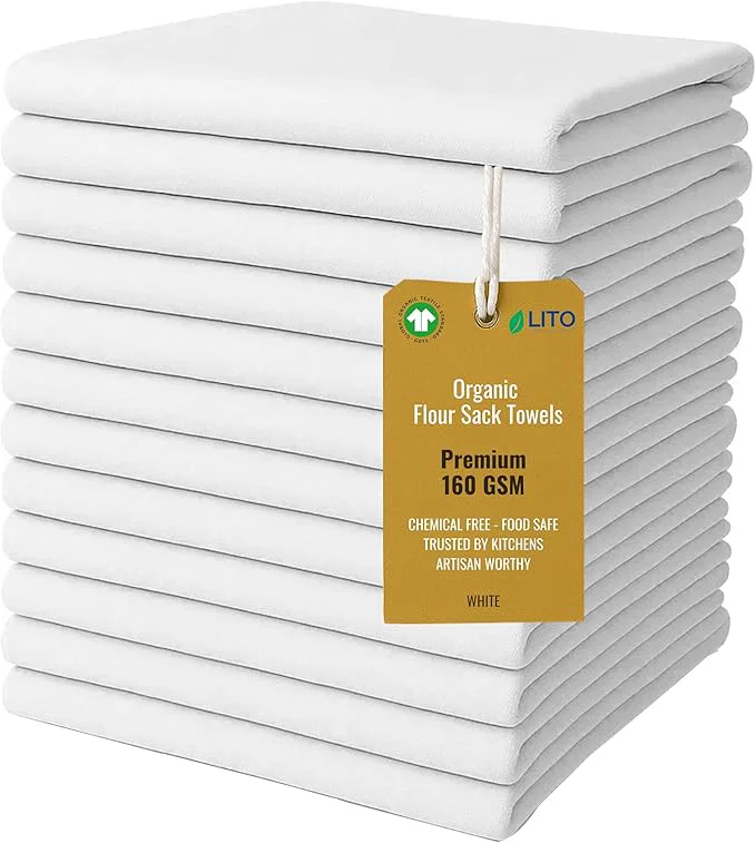 Trendy Flour Sack Towels Tea Towel for Crafts Kitchen Dish Cotton Blank Towel for Breathable