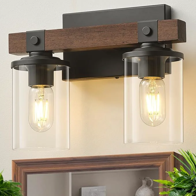 Quality GoYeel Farmhouse Vanity Lights for Bathroom Wooden Rustic Vanity Lighting Unique