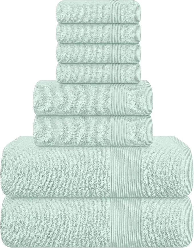Optimized Belizzi Home 8 Piece Towel Set Ring Spun Cotton 2 Bath Towels 27x54 Organic