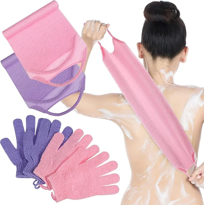 Dependable 4 Pack Exfoliating Washcloth Back Scrubber Set 2 Exfoliating Body Scrubber Outstanding