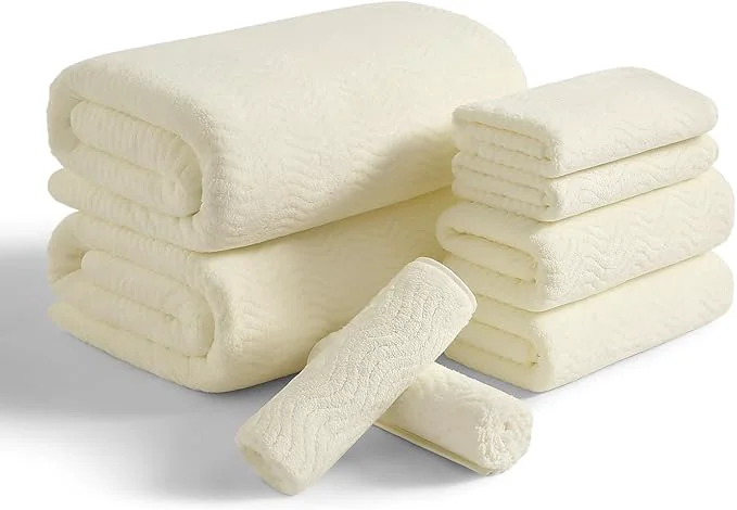 Functional 8 Piece Bath Towel Set 2 Oversized Large Bath Sheet 2 Hand Towels 4 Innovative