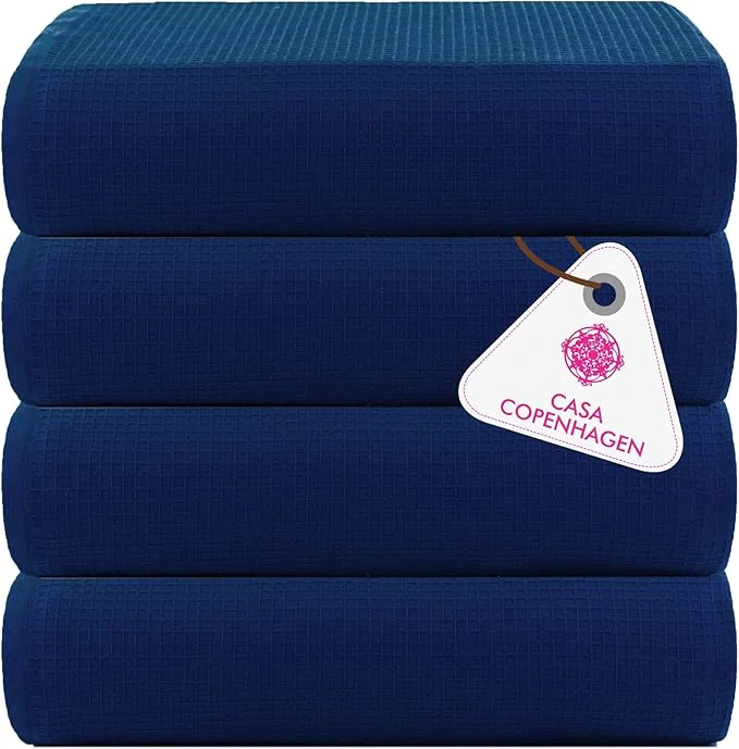 Green CASA COPENHAGEN Wafffle 4Pcs Egyptian Cotton Large Designer Towels Gift World-Class