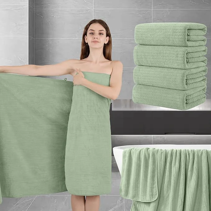 Fashionable Extra Large Bath Sheet Set of 4 Ultra Soft Fluffy Towel 35 x 70 Oversized Long-Lasting