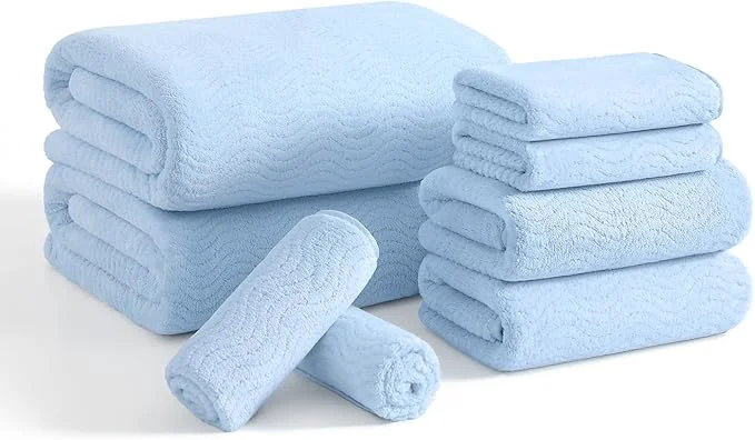 Effective 8 Piece Bath Towel Set Blue 2 Oversized Large Bath Sheet 2 Hand Towels Healthy
