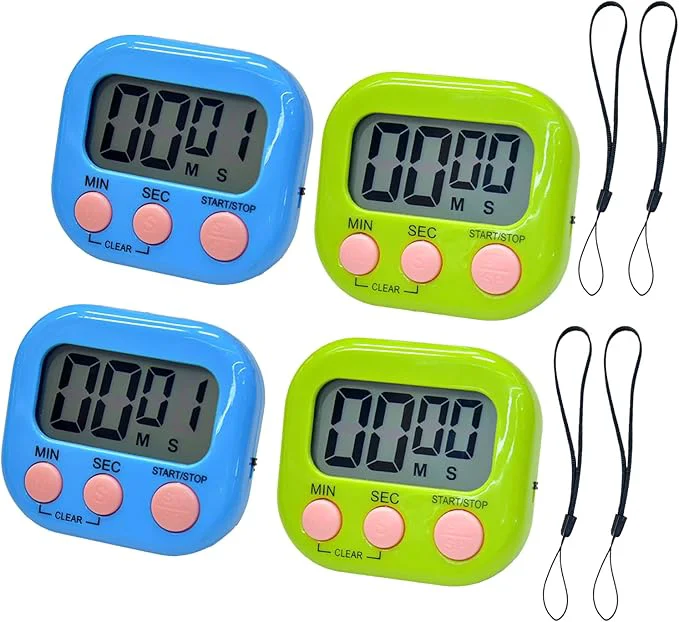 Prestigious 2 Pack Small Digital Kitchen Timer Magnetic Back and On Off Classroom Timers Casual
