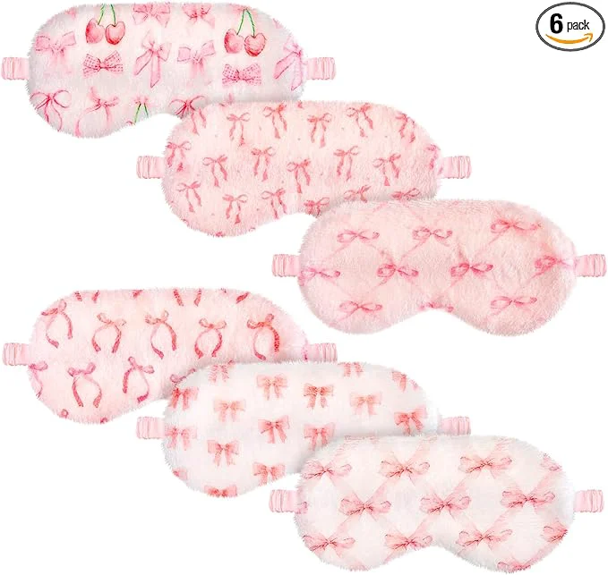 Trusted Cuffbow 6 Pack Plush Sleep Mask Set Cute Plush Eye Masks Enhanced