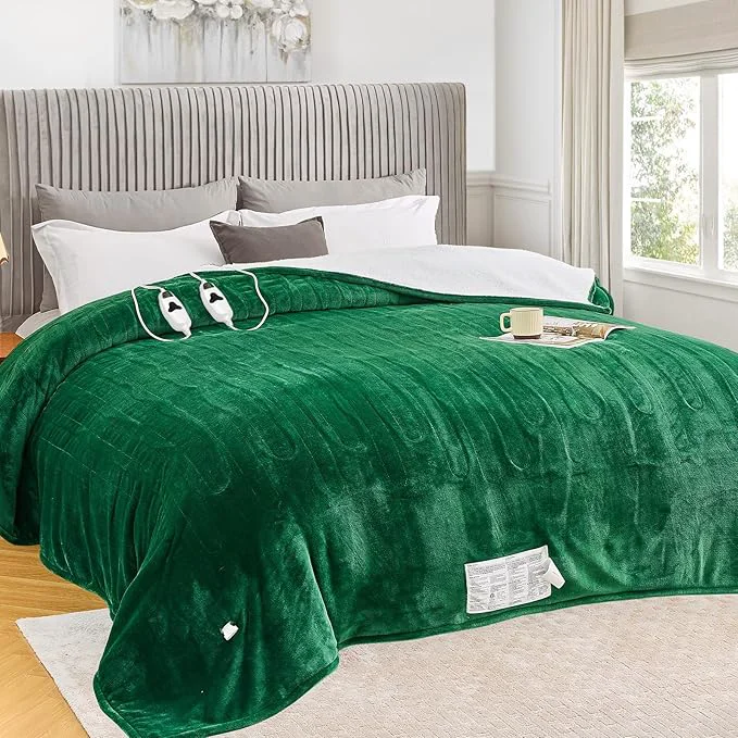 Traditional greenoak Heated Blanket Electric Queen Size 84 X90 Dual Control Heating Authentic