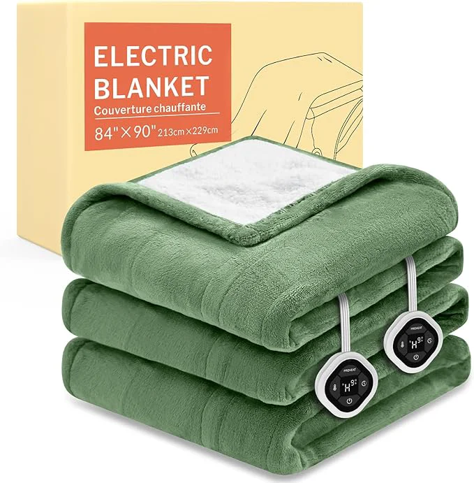 Enhanced HOMLYNS LuxeHeat Heated Blanket Electric Blanket Queen Size Soft Flannel Stylish