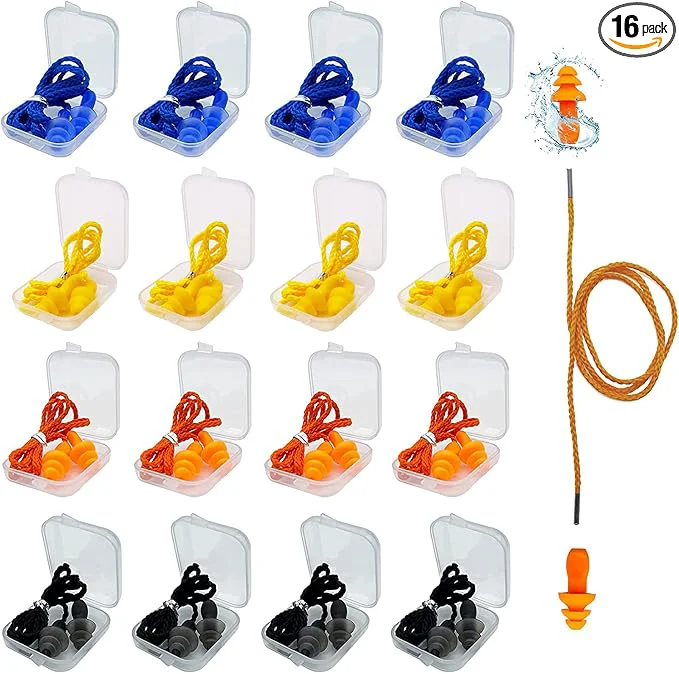Powerful Ear Plugs for Sleeping Noise Canceling 16 Pairs Reusable Ear Plugs Soft Recyclable