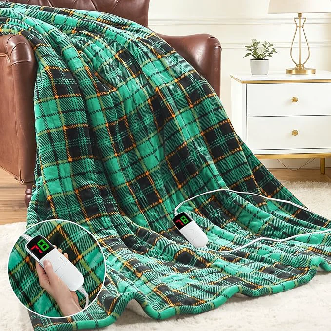 Relaxed Green Heated Blanket Electric Twin Size 62X84 Christmas Heating Blanket Enhanced