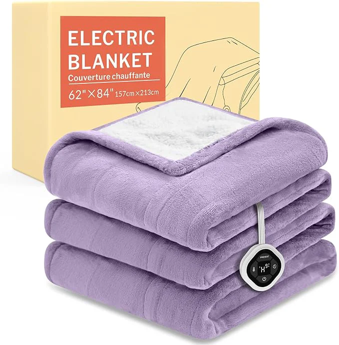 Optimized HOMLYNS LuxeHeat Heated Blanket Electric Blanket Twin Size Soft Flannel Sherpa Selected
