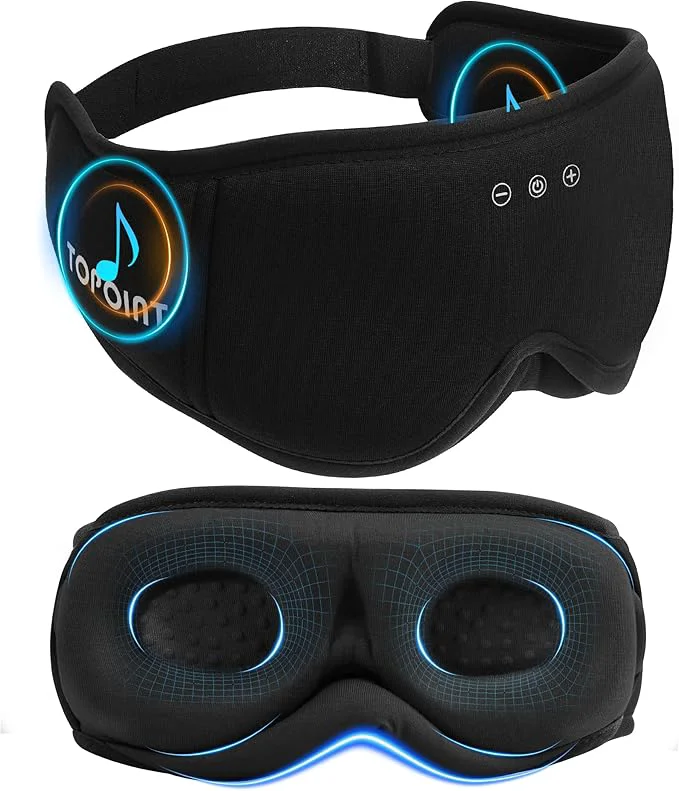 User-Friendly Sleep Mask with Headphones Bluetooth 5.4 TOPOINT 3D Eye Mask Blackout with Top-Quality