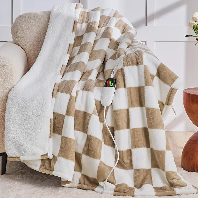 Verified Light Brown Heated Throw Blanket Electric 50X60 Heating Blanket Classic